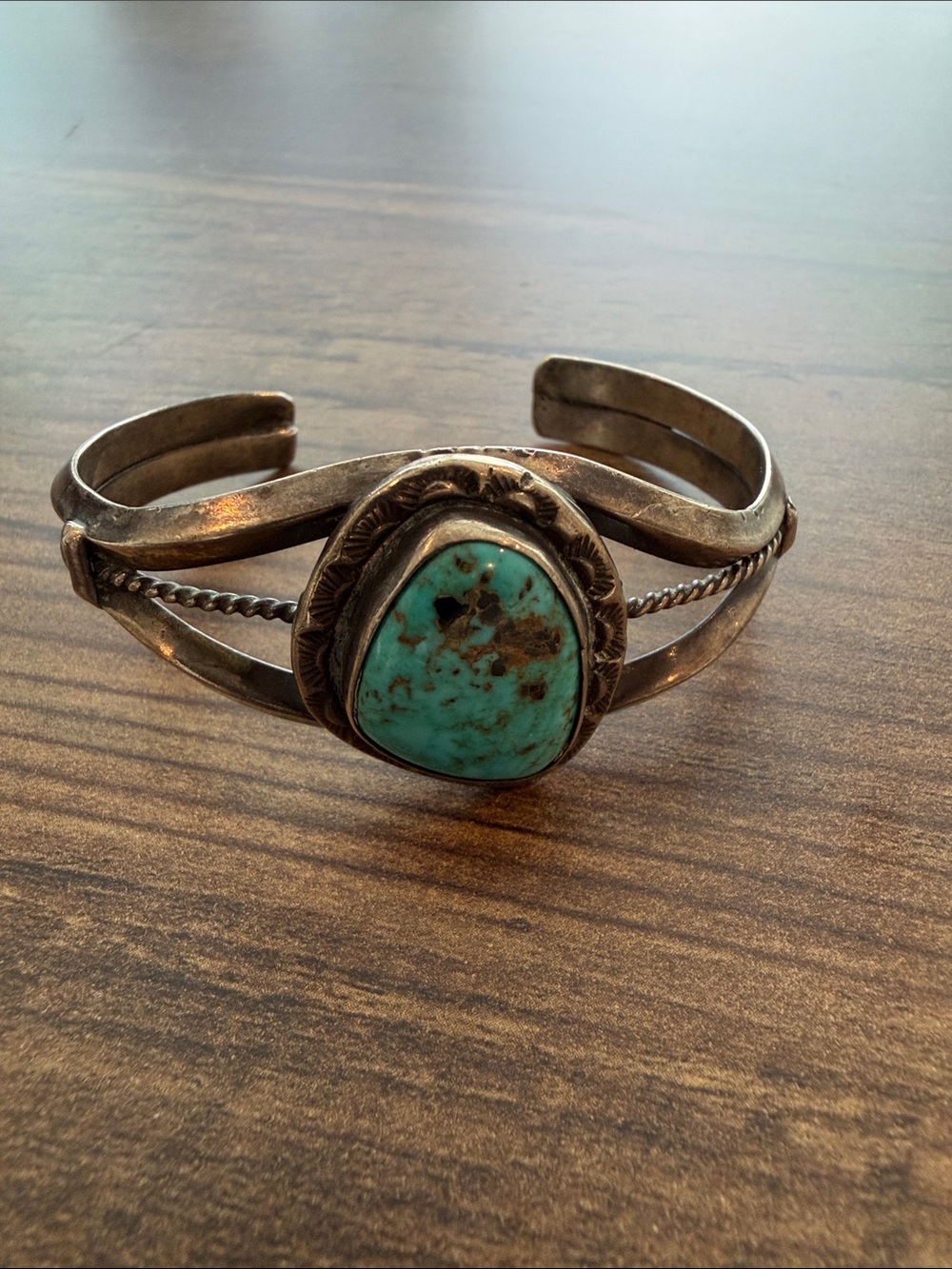 Navajo Sterling Silver Turquoise Cuff Bracelet - Blue Turquoise